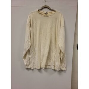 Pluma Heavyweight Cotton Long Sleeve T-Shirt Mens XL Cream Color Blank Tee